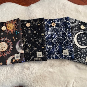 Celestials Book Sleeves w/button closure, book protection, book cozy, book sleeves, bookish gifts