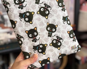 Cute black cat Booksleeve, Cute booksleeve, book cozy, book protection,  bookish gift.