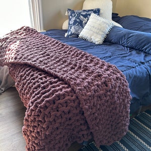 Lavendel Große Grobstrick Decke von Leenie&#39;s Knits