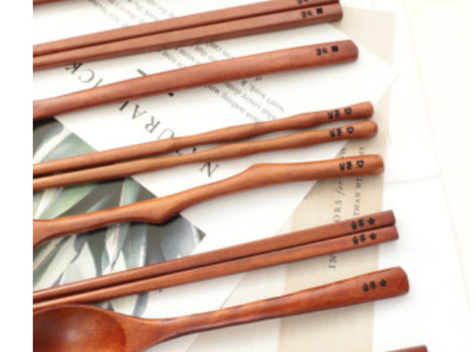 Korean wooden spoon and chopstick set with portable pouch Etsy