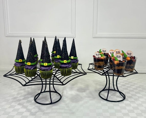 Halloween Cake Stand. Halloween Decoration Set of 2 Cake Stand. Spiderweb Cake Stand Etsy