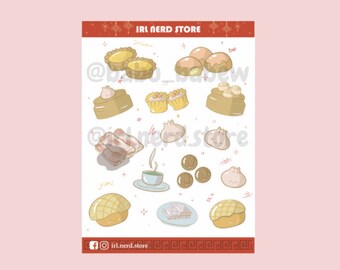 Dim Sum "Yum Cha" Sticker Sheet | Planner Stickers, Tea Stickers, Bullet Journal Stickers, Scrapbook Stickers, Gift | Food