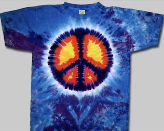 Youth Peace sign tie dye shirt -  kids peace sign tie dye shirt - Peace shirt - sizes xs (4), small (6-8) medium (10-12) and large (14-16)