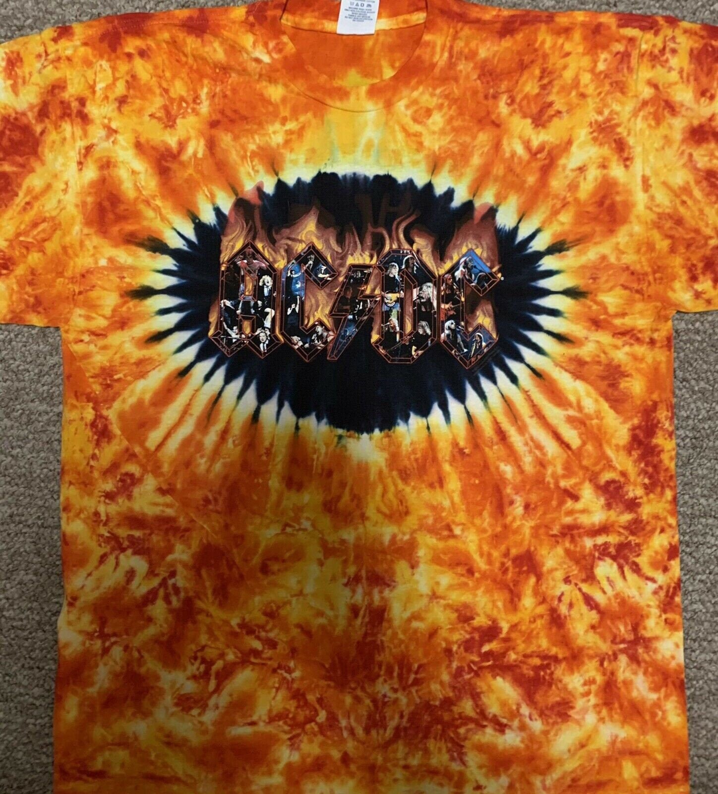 AC/DC Vintage Orange Tie Dye Shirt in 