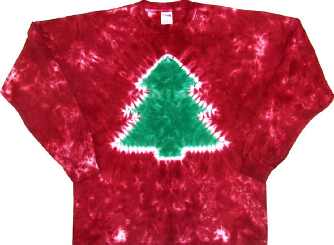 Long Sleeve Christmas Tree Tie Dye Shirt Christmas Morning Etsy