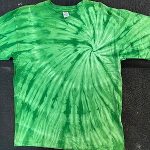 Green one  of a kind tie dye shirt - size large unique tie dye shirt - spiral starts on left breast - gorgeous green tie dye shirt