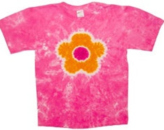 Flower tie dye shirt - tie dye pink flower tee - flower tie dye shirt - blossom tie dye shirt - size small, md, large, XL, 2XL, 3XL and 4XL