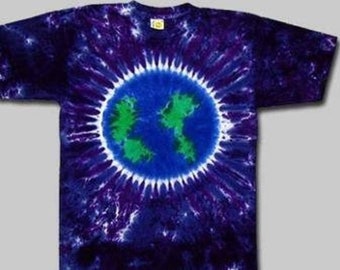 Youth Earth Day tie dye shirt -  kids earth tie dye shirt - Earth Tie Dye shirt - sizes xs (4), small (6-8) medium (10-12) and large (14-16)