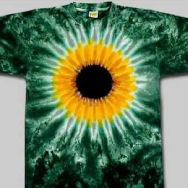 Maglietta tie dye girasole - maglietta tie dye girasole - maglietta girasole Ucraina - maglietta tie dye fiore - maglietta fiore verde - maglietta terra - fiore