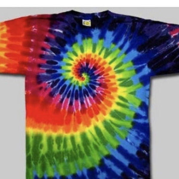 Youth Rainbow tie dye shirt -  kids rainbow tie dye shirt - Tie Dye rainbow tee - sizes xs (4), small (6-8) medium (10-12) and large (14-16)