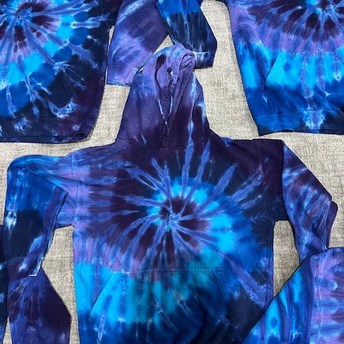 Blue Tie Dye Hoodie, Blue Swirl Tie Dye Sweatshirt - Tie Dye