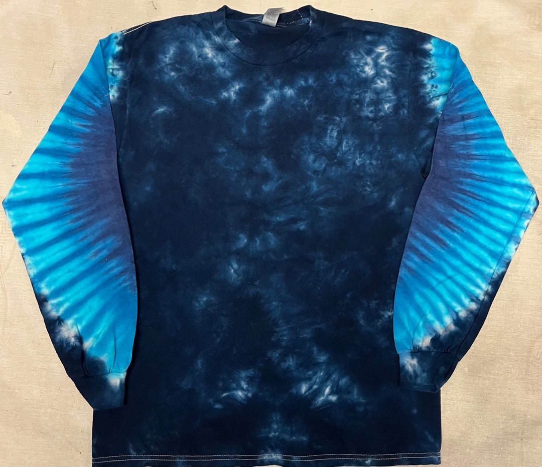 blue tie dye long sleeve shirt