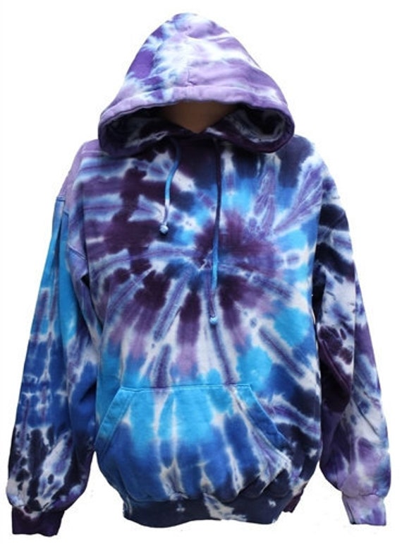 red and blue tie dye hoodie