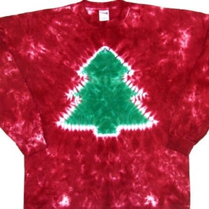 Langarm Weihnachtsbaum Shirt - Weihnachtsmorgen Familie PJ's Langarm Weihnachten Tie Dye Shirt Büro Weihnachten Party Shirt Weihnachtsbaum
