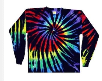Long sleeve black rainbow swirl tie dye shirt - black long sleeve tie dye - Long Sleeve tie dye shirt - black rainbow  (sm, md, lg, XL, 2XL)