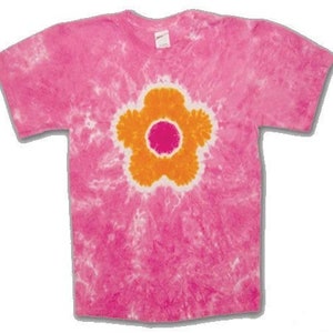 Pink Flower Kids tie dye shirt -  kids pink flower tie dye- youth flower shirt -xs (4), small (6-8) medium (10-12) and large (14-16)