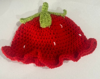 Red strawberry hat for baby