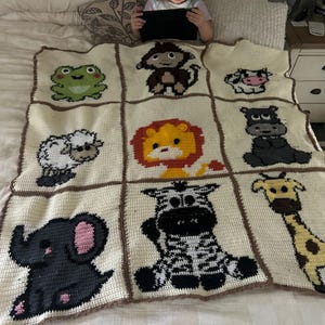 Crochet Baby Blanket Pattern PDF, Safari Animal Afghan Blanket, Baby ...