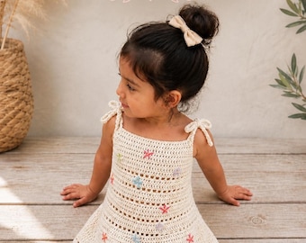 Crochet Toddler Dress Pattern PDF, Summer Dress, Sizes 1-8, Beginner Friendly, Kids Crochet Pattern, Instant Download, cottage core dress