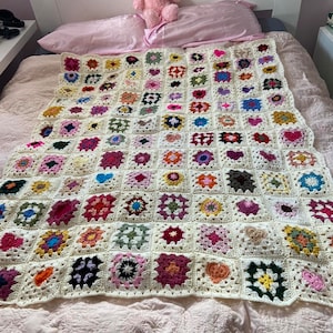 Handmade crochet big granny square blanket