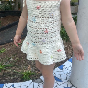 crochet flower summer dress for children good gift newborn toddler kids outfit kids fashion beach dress tropical vibes boho handmade style