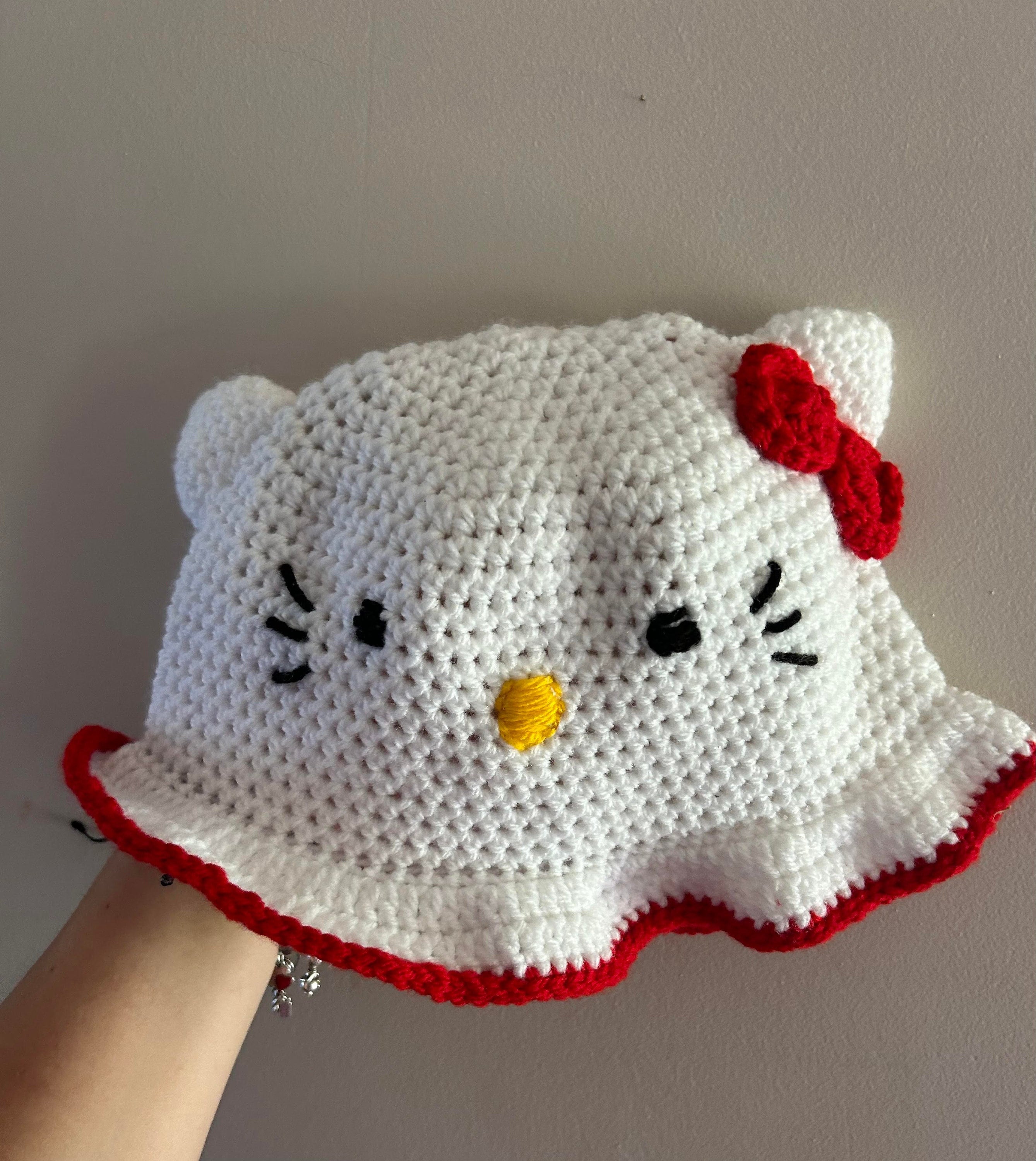 Handmade Hello Kitty Crochet Hat - Etsy