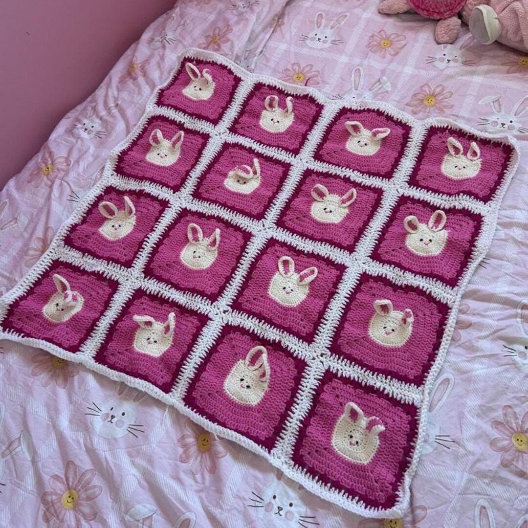 Baby Bunny Blanket Crochet Pattern PDF – Bunny Granny Squares Afghan ...