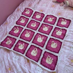 Crochet Baby Bunny Blanket Pattern – Adorable Bunny Granny Squares with Ears | Soft, Cuddly Baby Blanket | Easy Crochet Pattern PDF cute