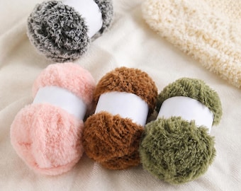 Chunky Plush Polyester Yarn: Soft Faux Fur for Knitting, Crochet, Blankets