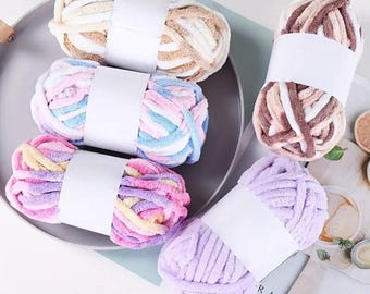 Chunky Chenille Yarn, Soft Bulky Yarn for Crochet & Knitting