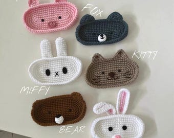crochet animal glasses holder,Teddy bear, eyeglass tray,Mother’s Day gift, bunny glasses holder,bear case holder, crochet cat glasses holder