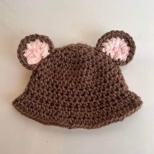 Baby/ toddler bear fluffy crochet bucket hat