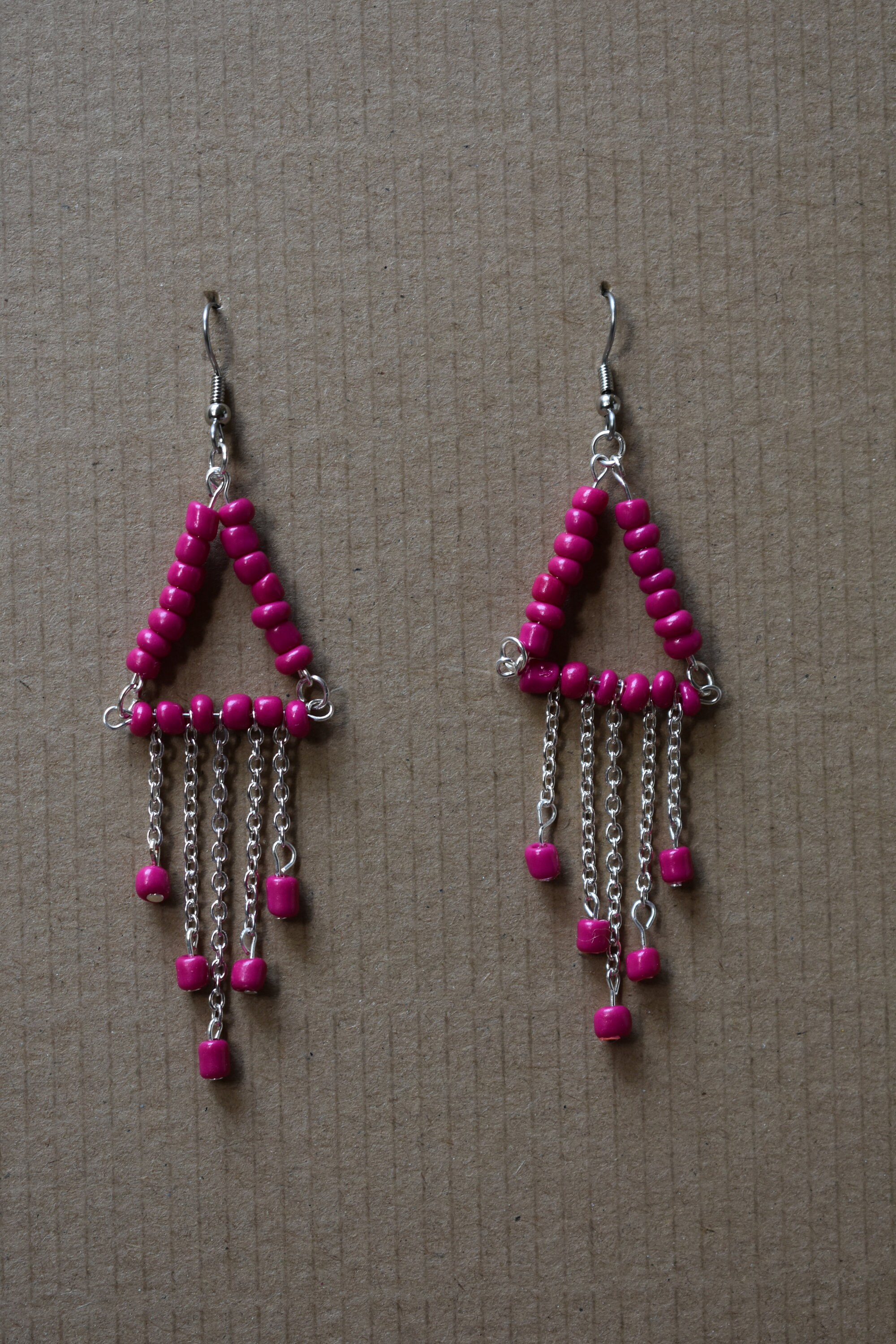 Pink Triangle Drop Earrings Etsy