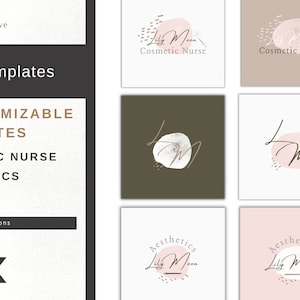 Nurse Injector Premade Logo | Medspa Boho Logo Kit | Pink logo template | Botox Nurse Logo | Cosmetic Nurse Branding | Beauty Nurse Skincare