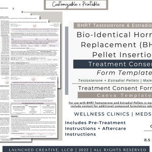 BHRT Testosterone Pellet Estrogen Pellet Consent Form Template Hormone