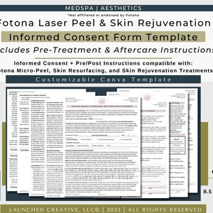 Laser Micro Peel Rejuvenation Treatment Consent Form Template | Fotona Laser Peel Resurfacing Consent | Fotona Facial Laser Consent | Canva
