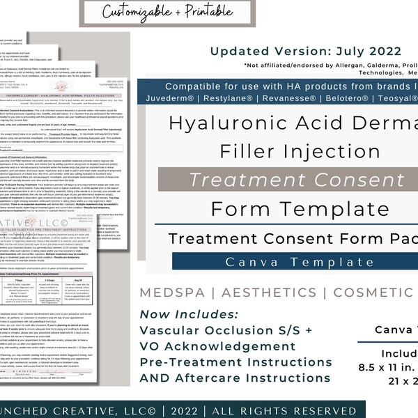 Hyaluron Lip Filler Consent Form Etsy