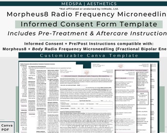 Radio Frequency Microneedling Treatment Consent Form Template | Morpheus8 RF Microneedling Consent | Morpheus RF Rejuvenation Consent |Canva