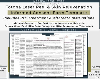 Laser Micro Peel Rejuvenation Treatment Consent Form Template | Fotona Laser Peel Resurfacing Consent | Fotona Facial Laser Consent | Canva