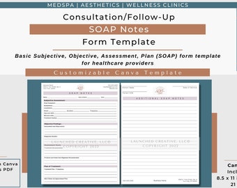 SOAP Note Template | Aesthetic MedSpa Esthetician SOAP Note Customizable Canva Template | Cosmetic Nurse SOAP Notes | np soap note template