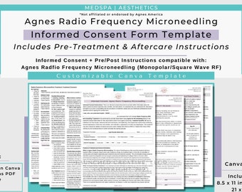 Radio Frequency Microneedling Treatment Consent Form Template | Agnes RF Microneedling Consent | Agnes RF Eye Rejuvenation Consent | Canva