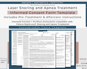 Laser Snoring Apnea Treatment Consent Form Template | Fotona NightLase® Snoring Apnea Consent Form | Snoring Apnea Laser Consent | Canva