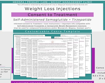 Semaglutide Tirzepatide Weight Loss Injection Consent Form Template | Patient Administered Semaglutide Tirzepatide Injection Form | Canva