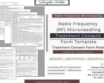 Radio Frequency Microneedling Consent Template | RF Microneedle Consent | RF Microneedle PreTreatment Instruction | RF Microneedle Aftercare