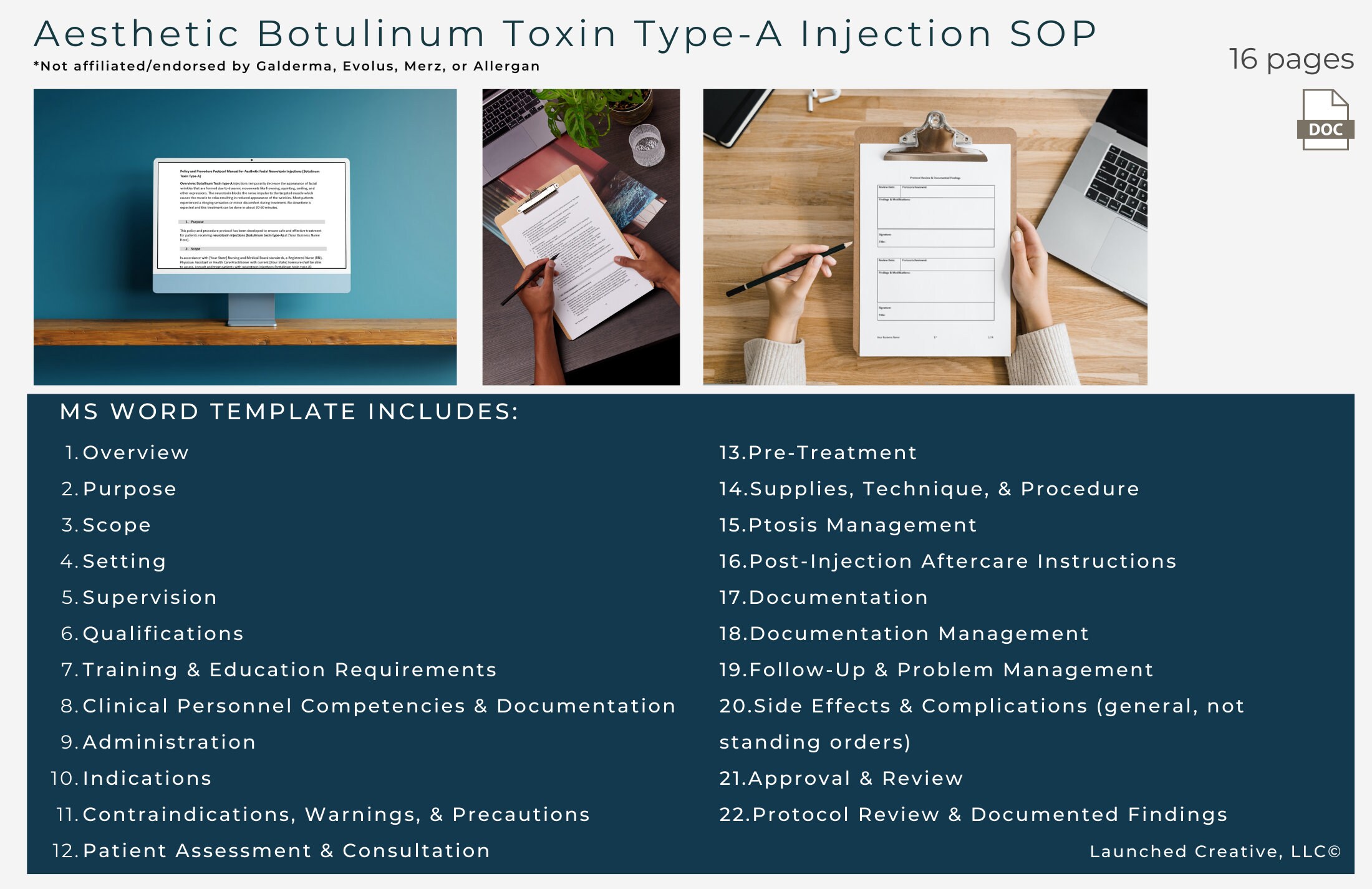Tox Injector Form Neurotoxin Injection Standard Operating Procedure Template ...