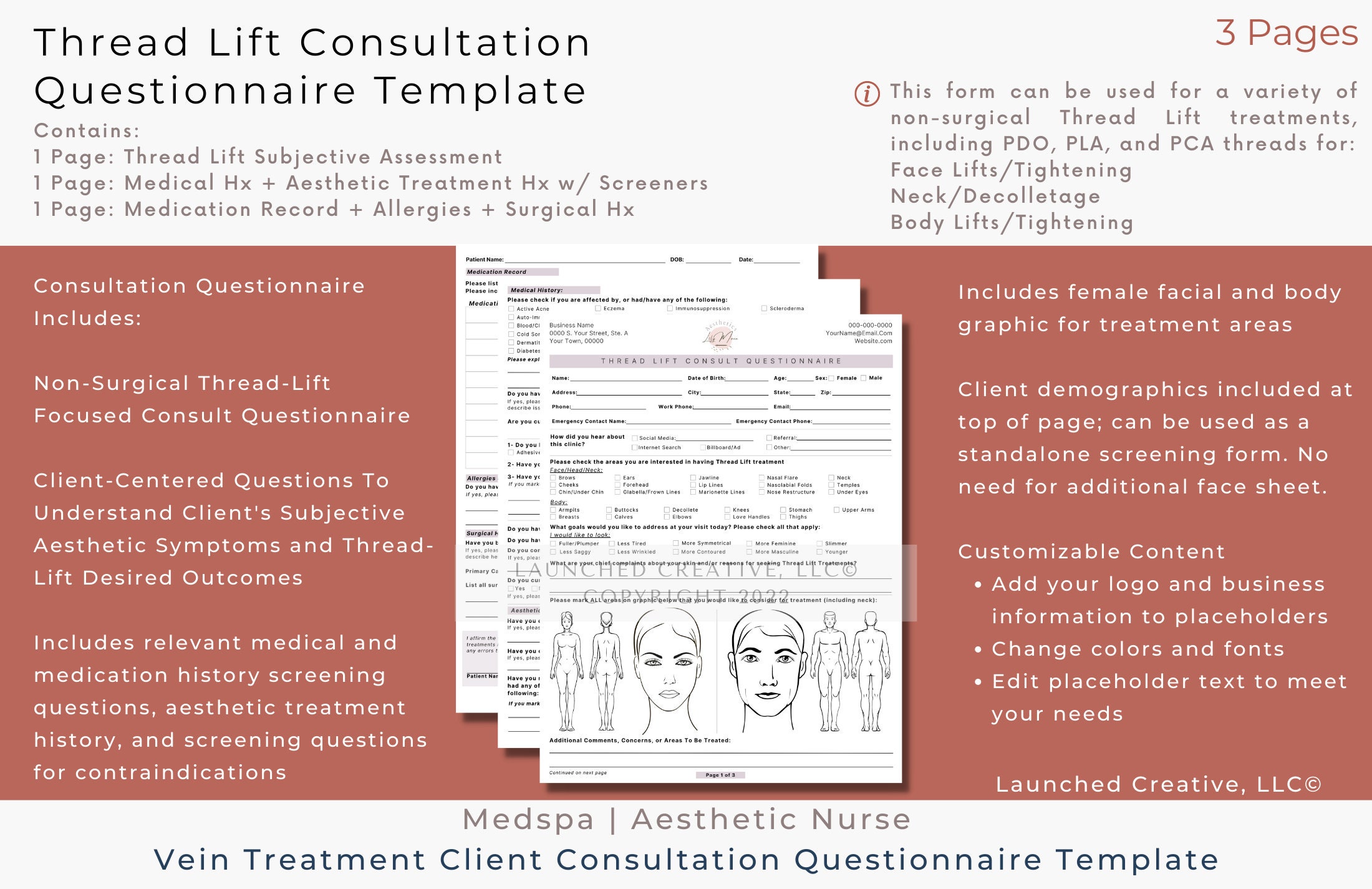 Thread Lift Consult Questionnaire Non Surgical PDO PLA PCL - Etsy