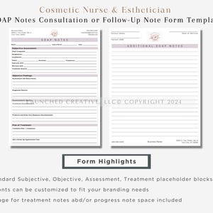 Aesthetic skin analysis and treatment form bundle for MedSpa professionals. Includes customizable consultation templates, Fitzpatrick skin type analysis, and treatment notes. Fully editable in Canva for estheticians and cosmetic nurses.