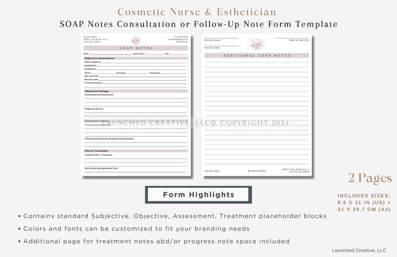 Aesthetic skin analysis and treatment form bundle for MedSpa professionals. Includes customizable consultation templates, Fitzpatrick skin type analysis, and treatment notes. Fully editable in Canva for estheticians and cosmetic nurses.