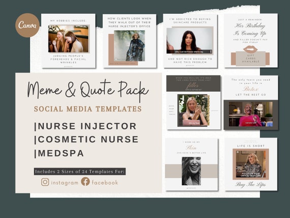 Nurse Injector Meme Quote Pack Instagram Facebook Posts Medspa Botox Filler  Editable Canva Templates Funny Quote Neutral Pink -  Hong Kong