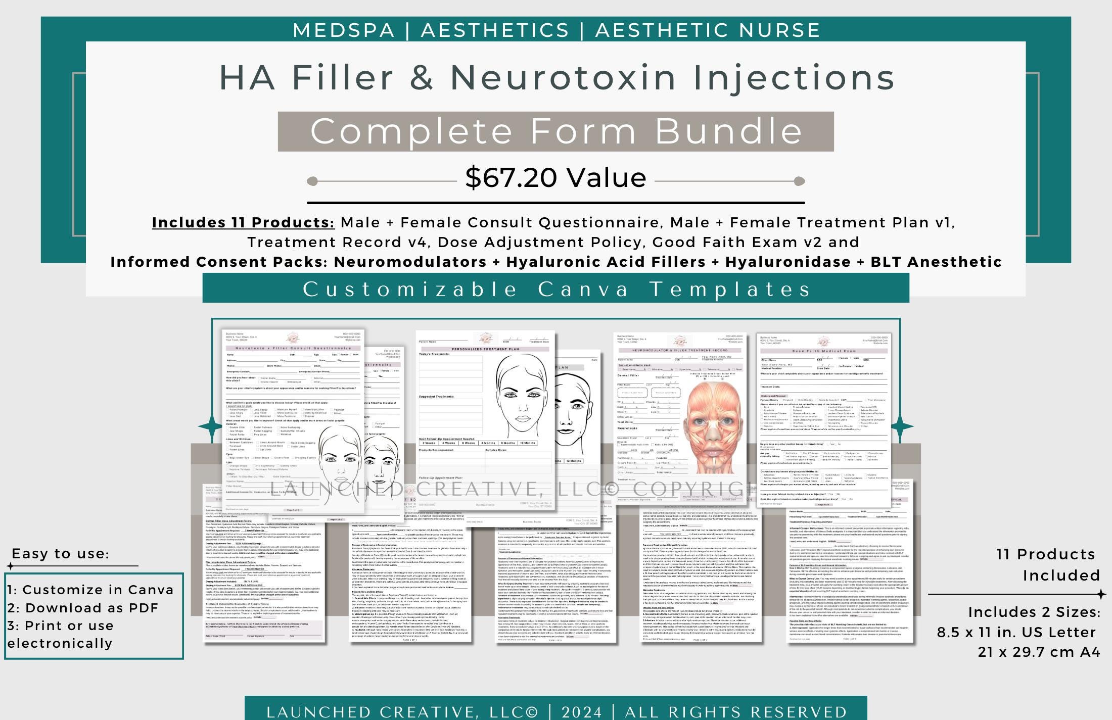 Filler & Neurotoxin Injection Forms: Medspa Consent Bundle (canva ...
